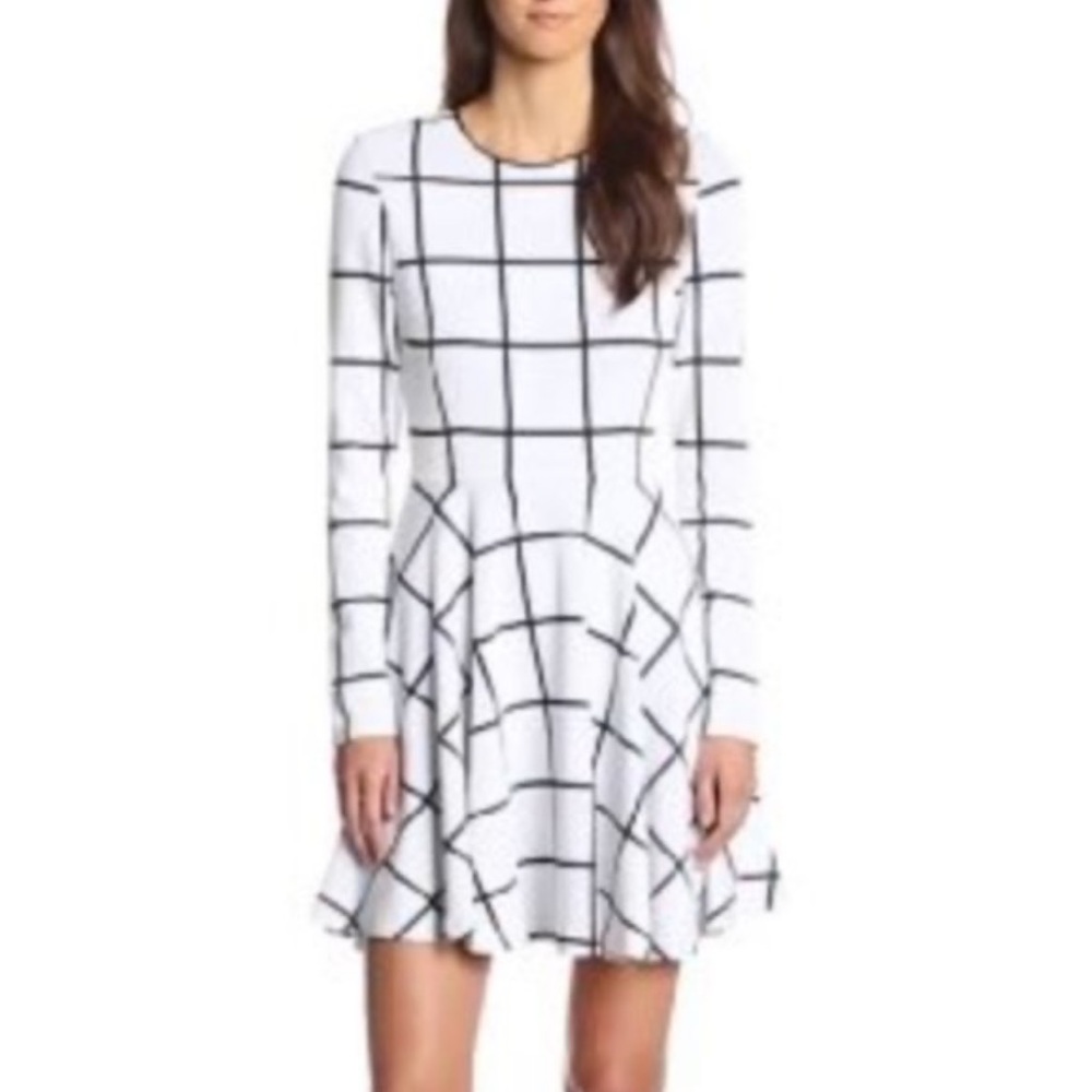 Ali Ro women’s white check ruffle dress 8 L39-31